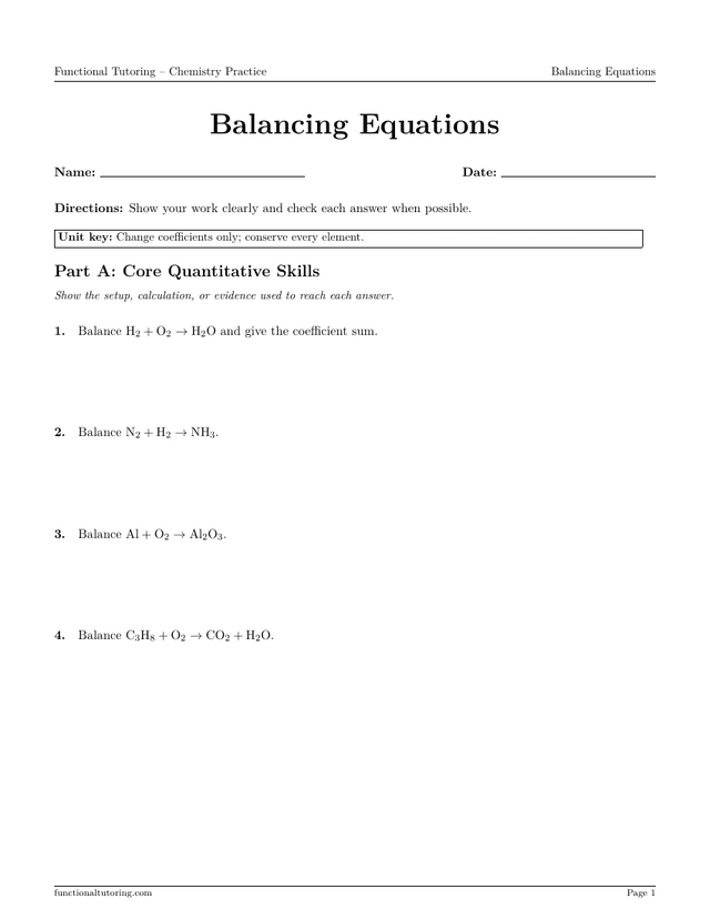 Preview of the Balancing Equations worksheet