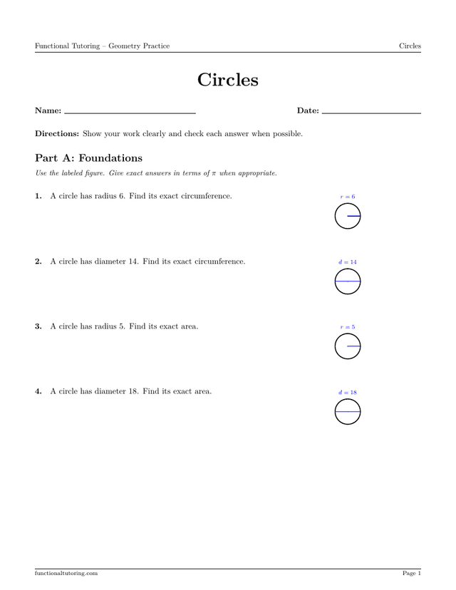 Preview of the Circles worksheet