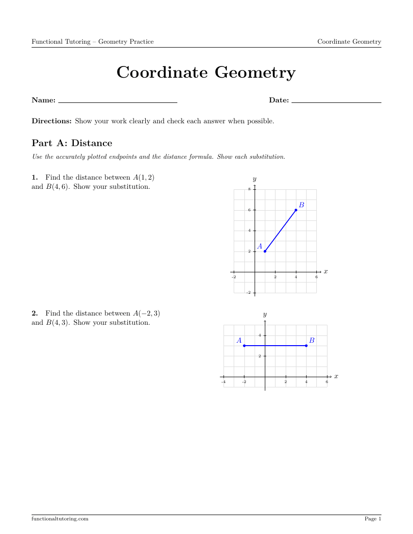 First-page preview of the Coordinate Geometry worksheet