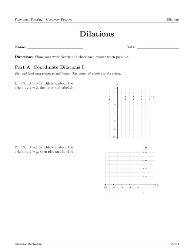 Preview of the Dilations worksheet