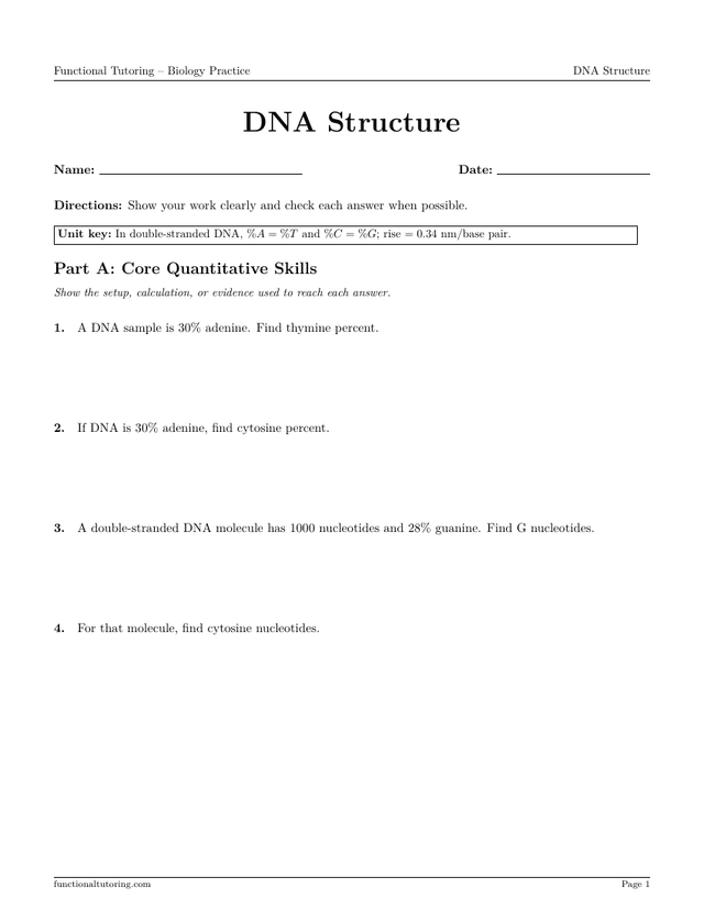 Preview of the DNA Structure worksheet