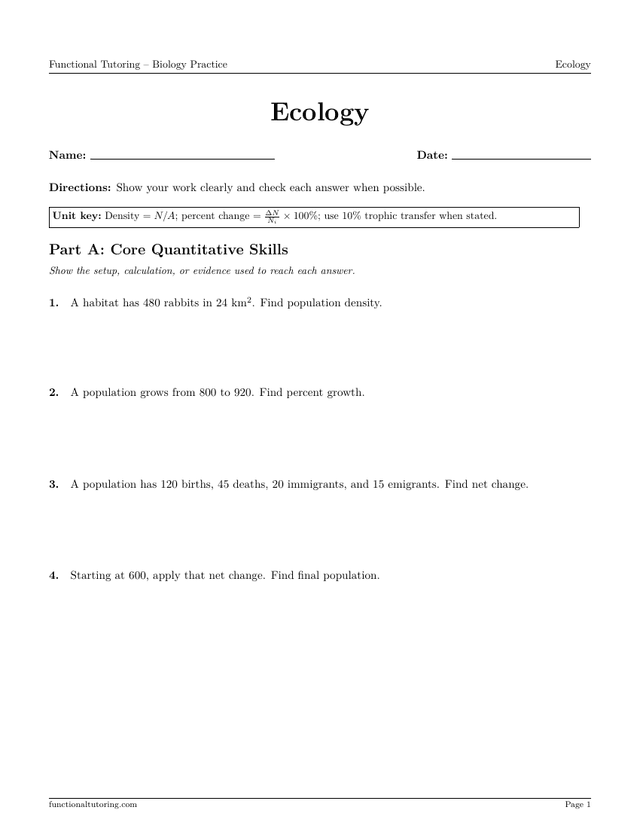 Preview of the Ecology worksheet