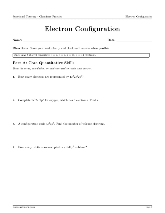 Preview of the Electron Configuration worksheet