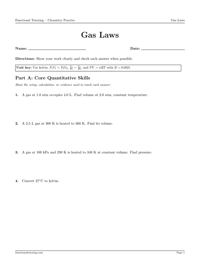 Preview of the Gas Laws worksheet