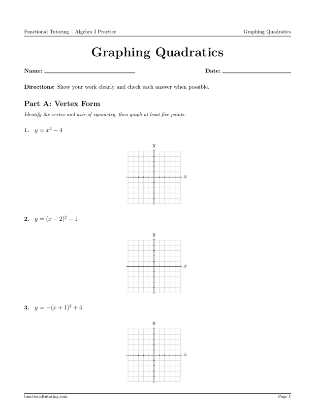 Preview of the Graphing Quadratics worksheet