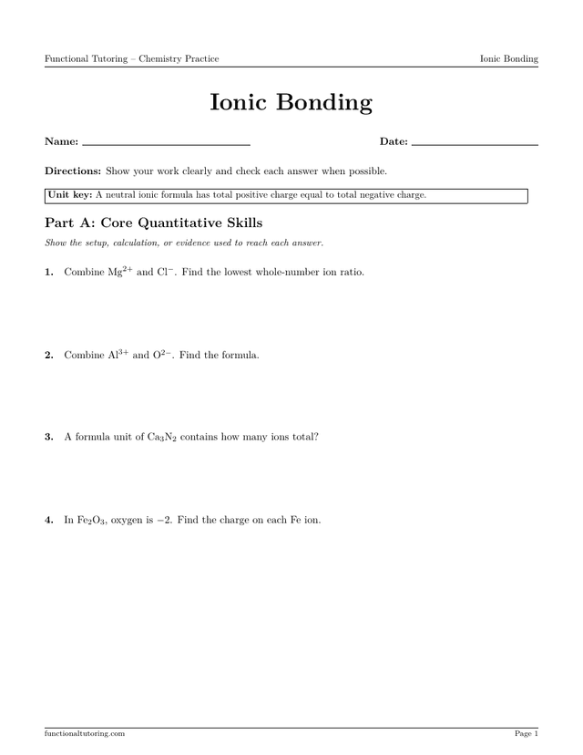 Preview of the Ionic Bonding worksheet