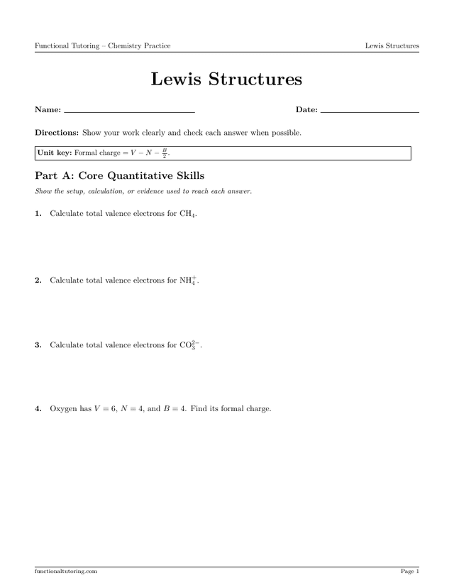 Preview of the Lewis Structures worksheet
