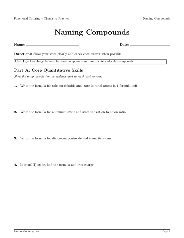 Preview of the Naming Compounds worksheet