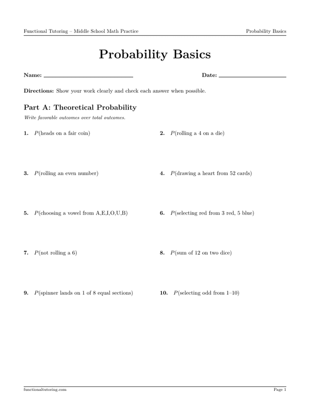 Preview of the Probability Basics worksheet