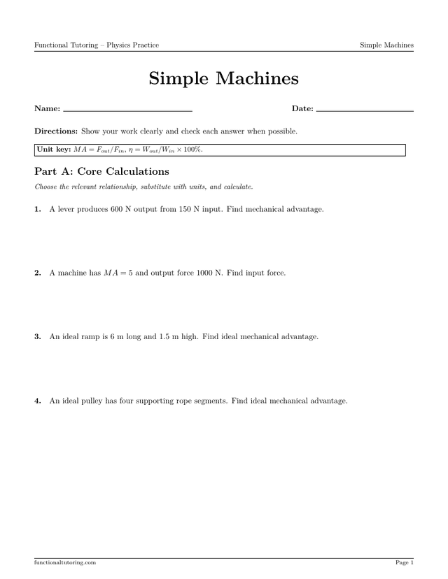 Preview of the Simple Machines worksheet
