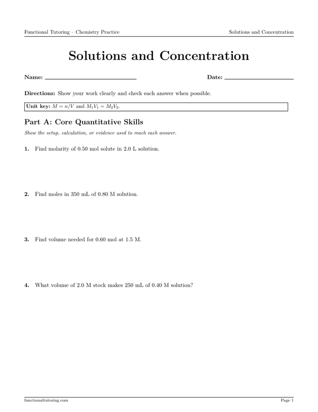 Preview of the Solutions and Concentration worksheet