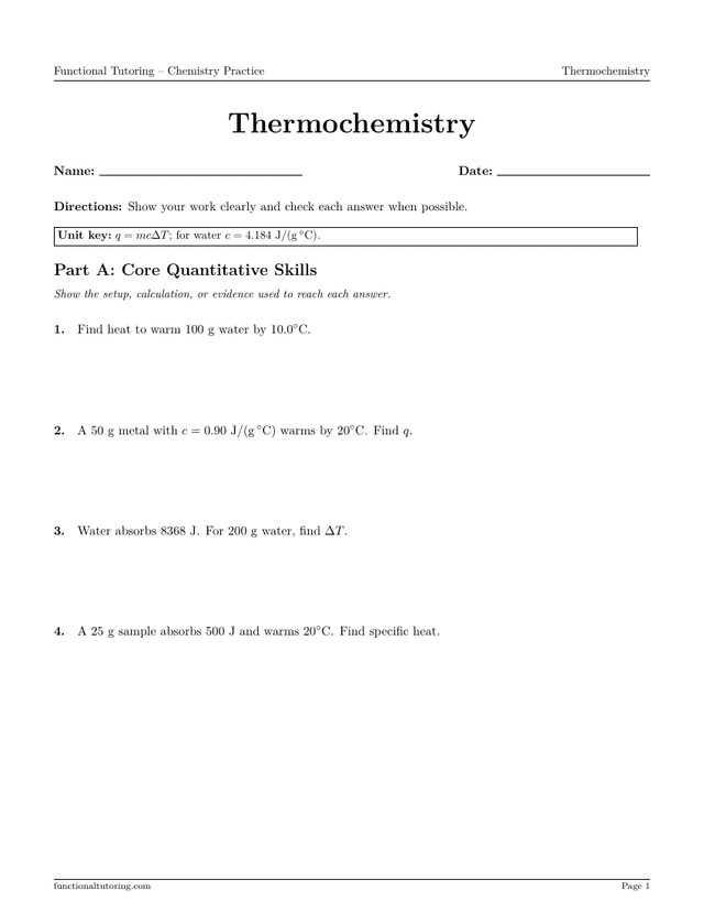 Preview of the Thermochemistry worksheet