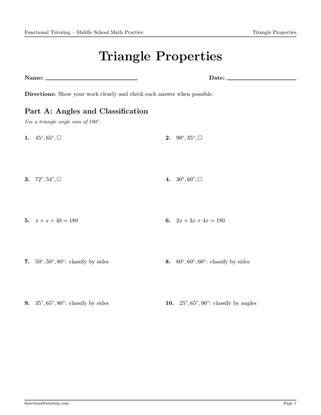 Preview of the Triangle Properties worksheet