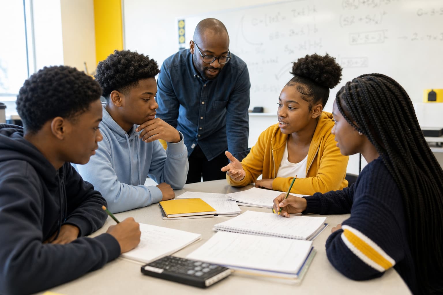 Students working together in a science or mathematics classroom