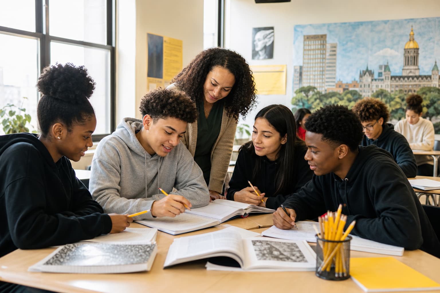 Hartford high school students working on reading and math assessments